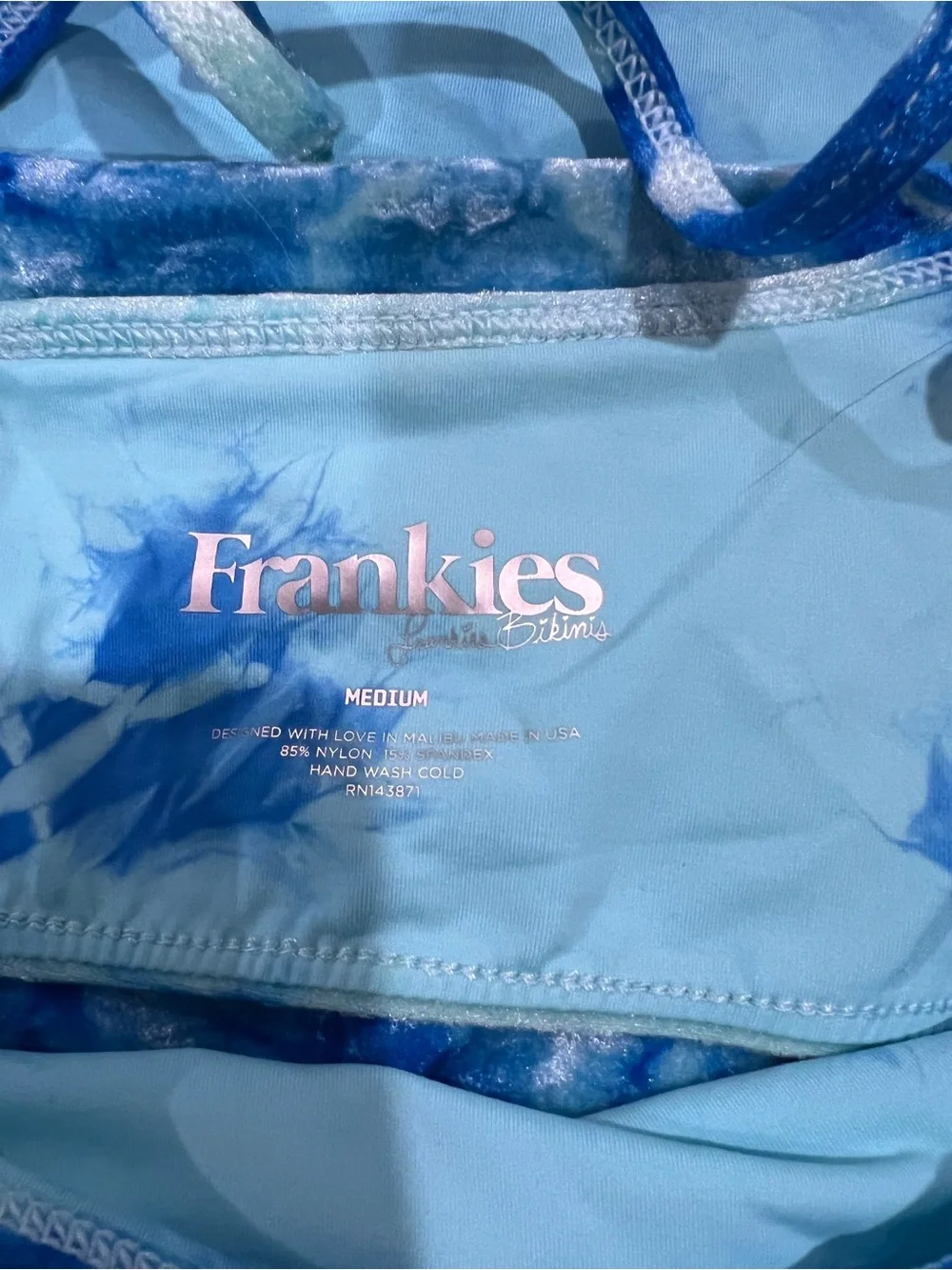 Frankie's Bikinis Blue Tie-Dye Velvet Two-Piece Swim Set